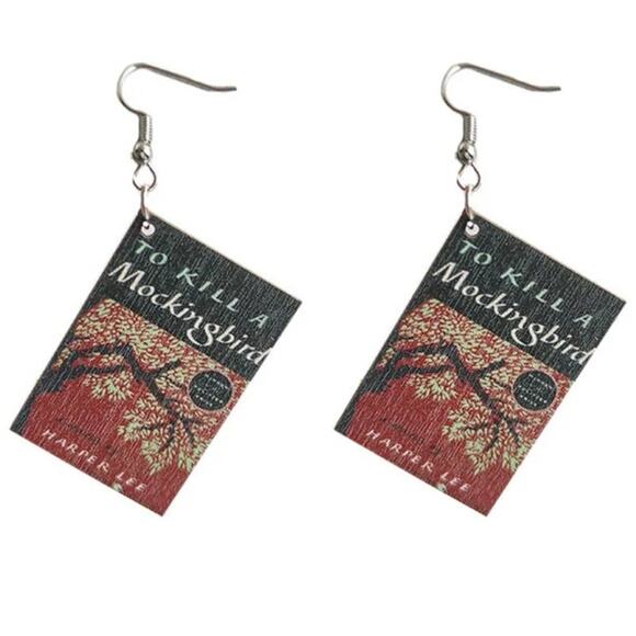 Boutique Jewelry - Book Earrings NEW To Kill a Mockingbird Bookish Gift Book Lover Wooden